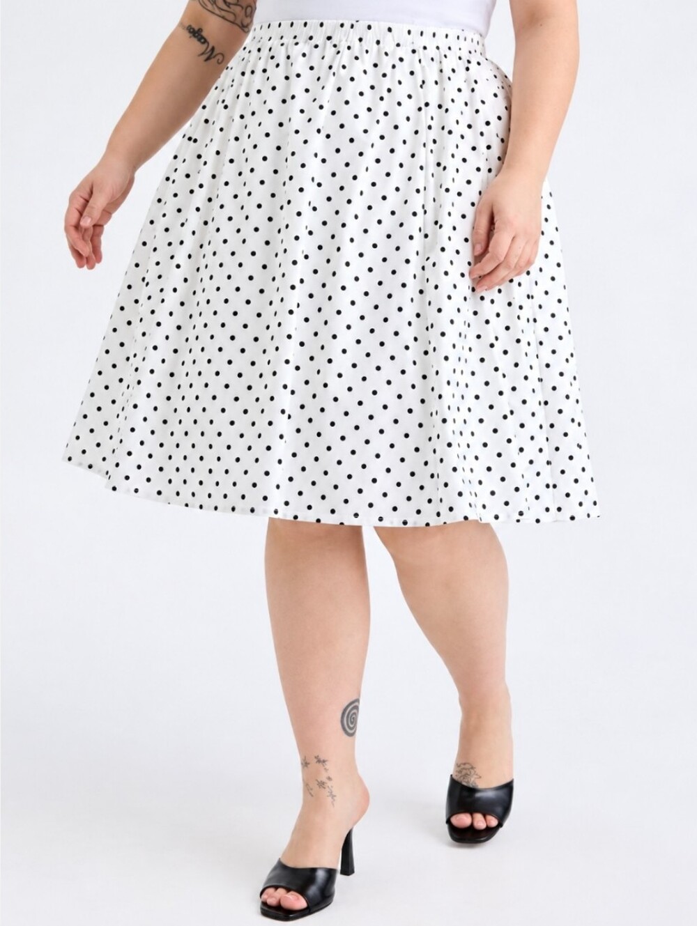 Retro Chic × Torrid Polka Dot Swing Skirt White Black Pin Up Retro Rockabilly 2X